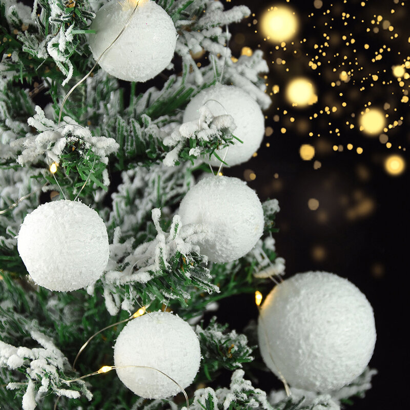 6pcs White Christmas Balls Ornament Shatterproof PE Foam Xmas Tree ciondolo accessori Snowball decorazioni natalizie per la casa
