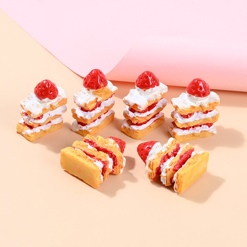 Resin Strawberry Cake DIY Crafting Material Hair Band Making Supplie Jewelry Charm Pendant Embellishments Handmade Decoration