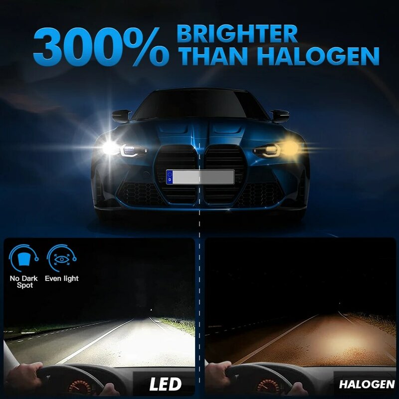 Bevinsee-luces LED de haz Alto y Bajo para coche, bombillas potentes de faro delantero H4 H7 H11 H1 H8, HB3 9005 HB4 9006, lámpara LED 80W 6000K