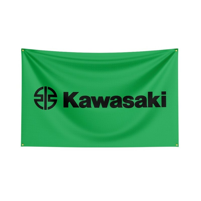 Kawasaki – drapeau de course en Polyester, bannière imprimée numérique pour Moto Club, 3x5 pieds