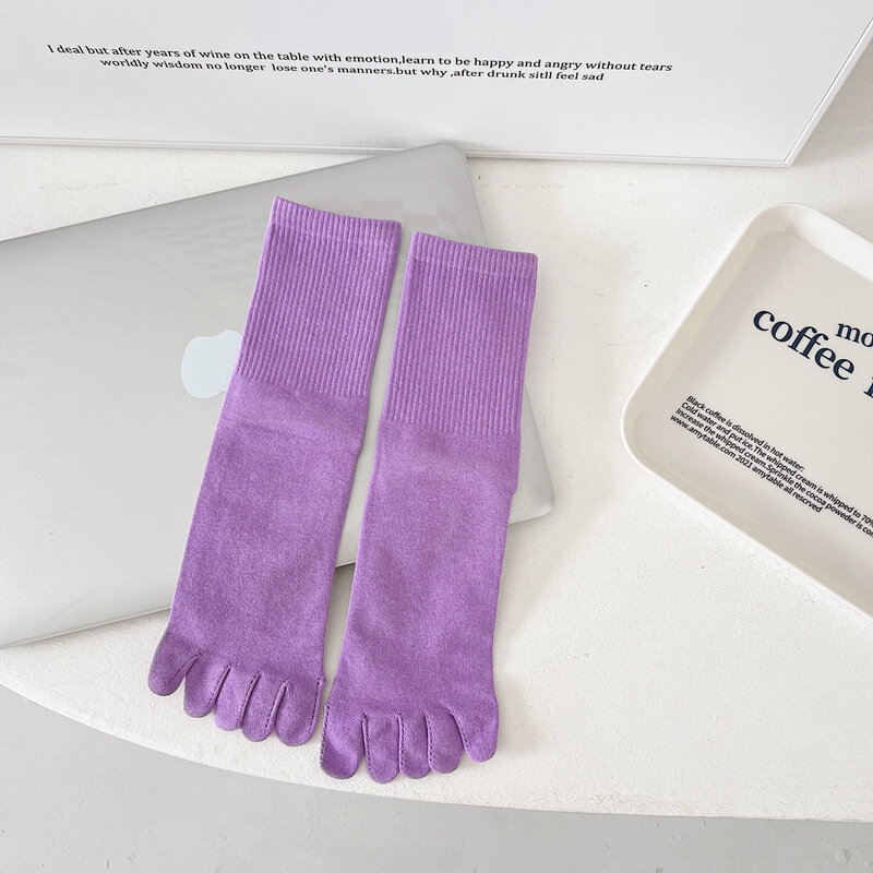 Chaussettes à cinq doigts pour femmes, couleur unie, invisibles, douces, respirantes, japonaises, couleur unie