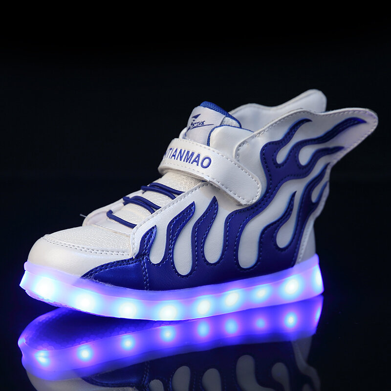 Tamanho 25-37 sapatilhas luminosas das crianças para sapatas do diodo emissor de luz das crianças com ilumine acima sapatos de incandescência únicos para a sapatilha conduzida carregada usb das meninas dos meninos