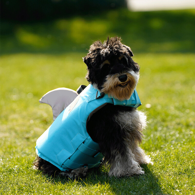 Kamizelka dla psa Pet Safety strój kąpielowy ubrania dla psów kamizelka ratunkowa kamizelki rekina z uchwytem ratunkowym na letni basen plaża żeglarstwo