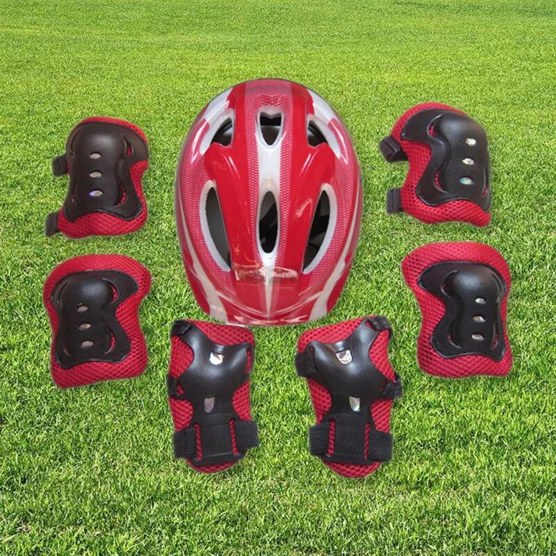 Tugas Berat 7 Buah/Set Helm Bersepeda Halus Set Bantalan Siku Lutut Pelindung Telapak Tangan PVC Tahan Aus untuk Latihan