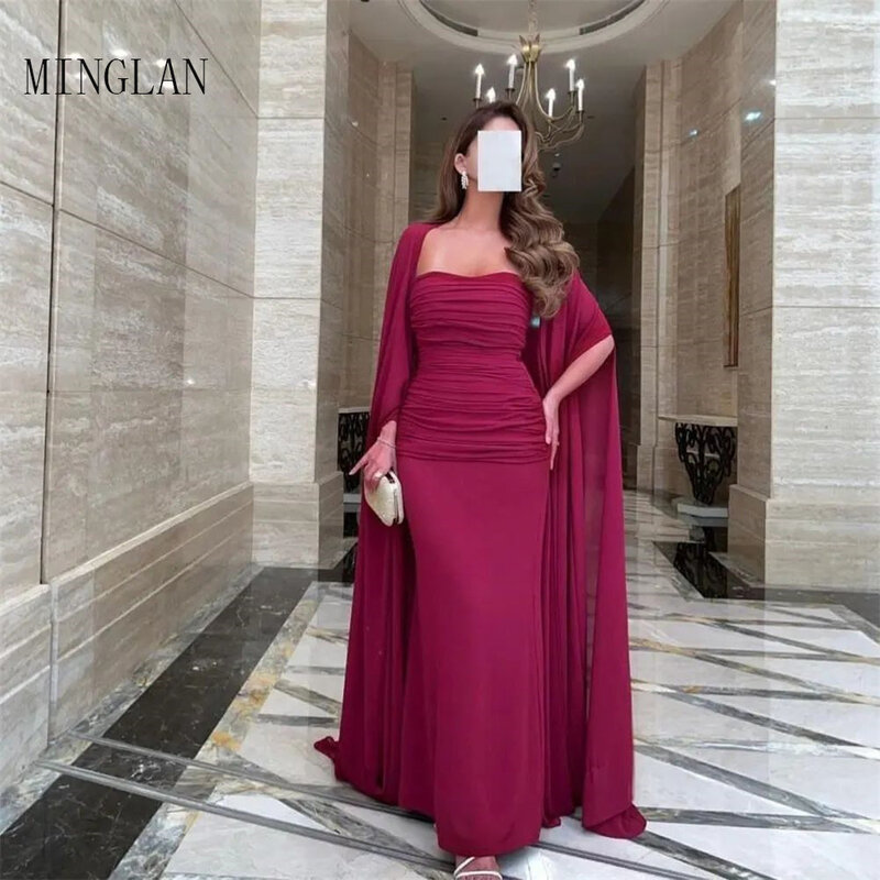 Женское платье-Русалка без бретелек MINGLAN, Красное длинное платье без рукавов для выпускного вечера, бальное платье до пола со шлейфом, 2023