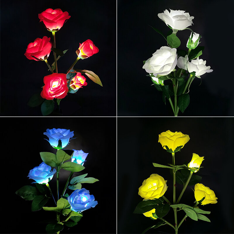 5 kopf Künstliche Rose Blume Solar-LED-Licht Wasserdichte Outdoor Landschaft Garten Terrasse Yard Startseite Dekoration Rose Licht