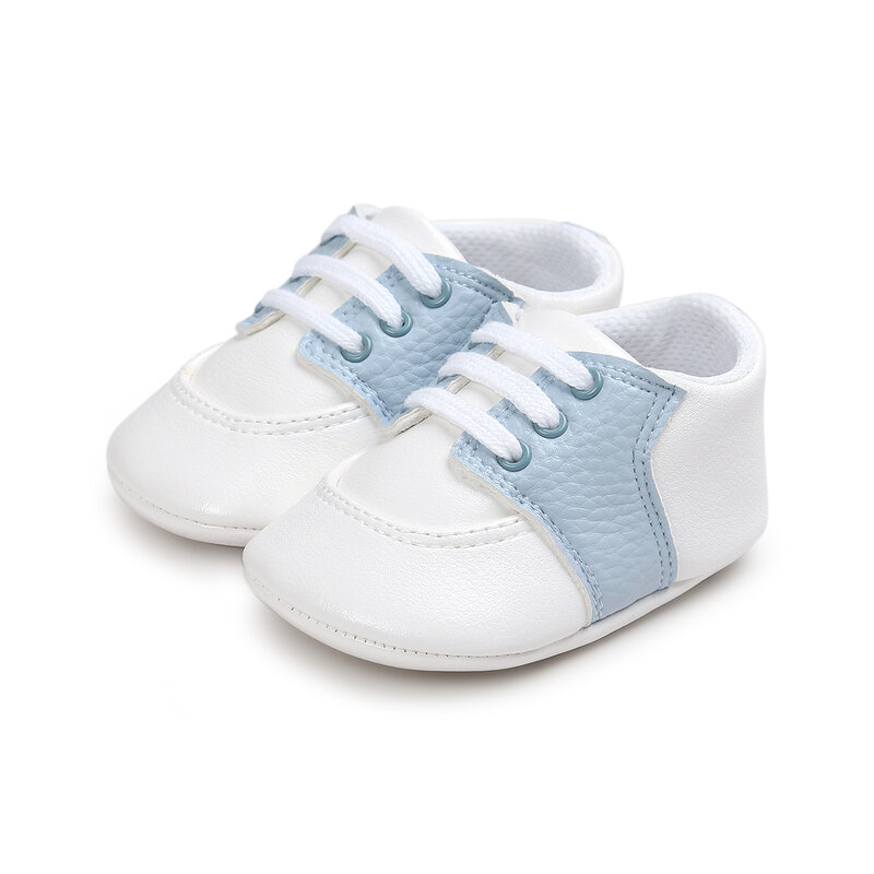 2022 New Baby Boys Girls Color Block Sneakers Leather First Walkers Soft Bottom Toddler Shoes