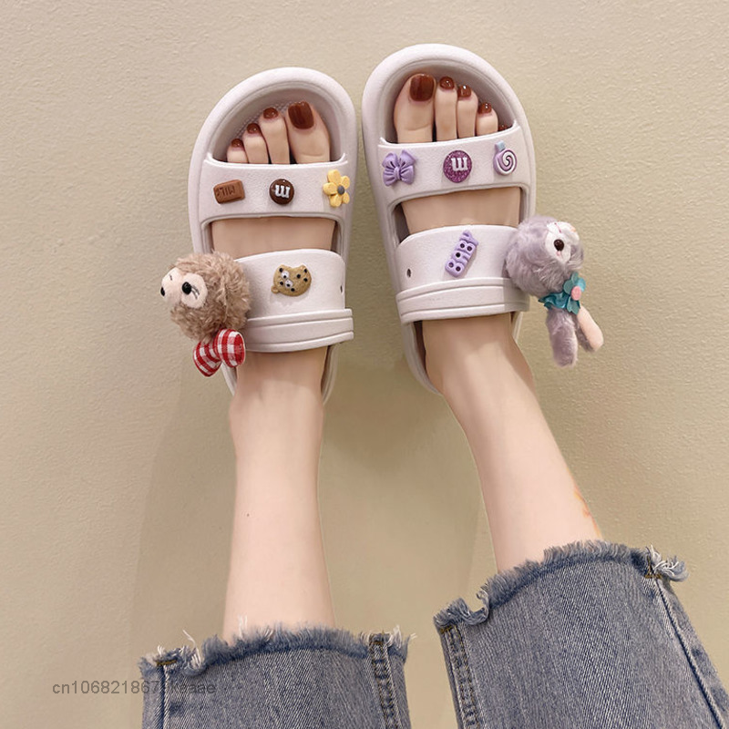 Disney StellaLou Creative Platform Shoes Soft Thick Bottoms Outdoor Slippers Women Fashion Korean Luxury Sandals Y2k Flat Shoes