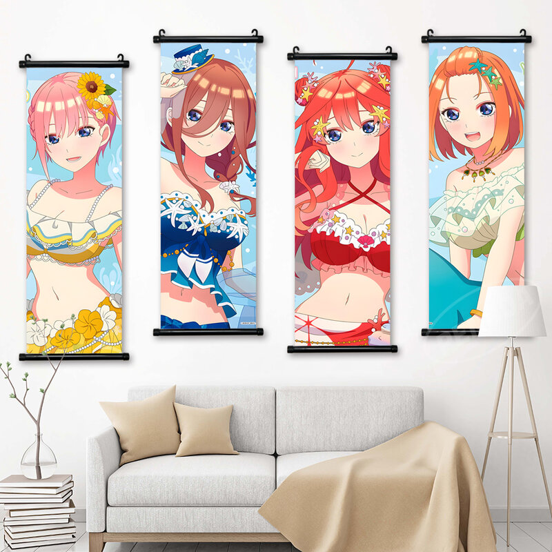 Print Pictures Canvas Home Decor The Quintessential Quintuplets Poster Scroll Hanging Painting Bedside Background Wall Artwork