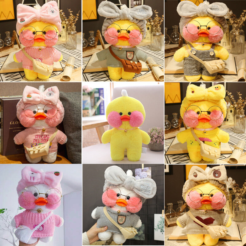 Mainan Lembut Bebek Pato Lalafanfan Mewah 30Cm Boneka Bebek Kertas Lucu Memeluk Mainan Boneka Hewan Lucu untuk Hadiah Natal Anak Perempuan