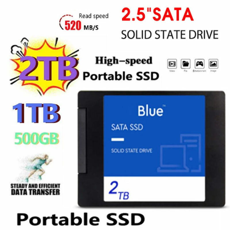 2022 New Hot Sale 100% Original Portable SSD 480GB 500GB SATAIII SSD 1TB 2TB Solid State Hard Disk 2.5 for Laptop