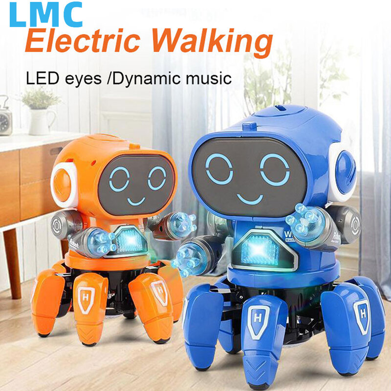 LMC Electronic Dance Robot Doll Smooth With Music Light Noisy Robot Toys Rotatable Walk Robot Toy Movable For Kids Holiday Gifts