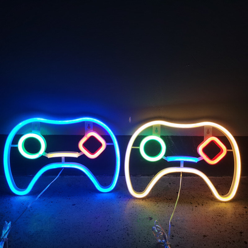 LED Game Handle Neon Sign Lights For Bedroom Wall Battery USB Night Lamp Atmosphere Holiday Home Christmas Party Room Decoration