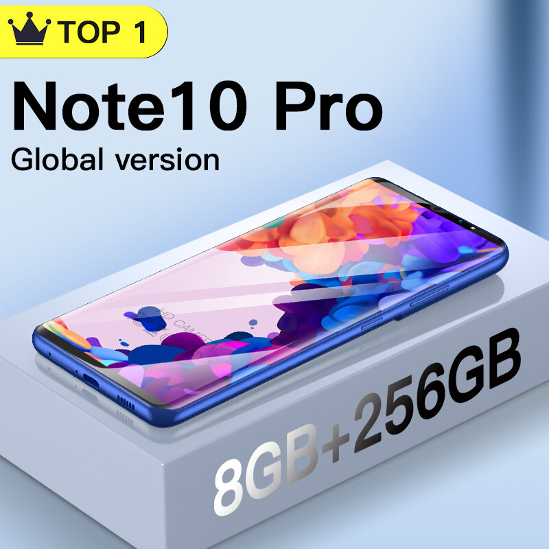 기존 Note10 Pro 안드로이드 스마트 폰 8GB + 256GB 휴대 전화 4G/5G 네트워크 24 + 48 백만마력 5000mAh Celulares 10 코어 MTK 6889 celular