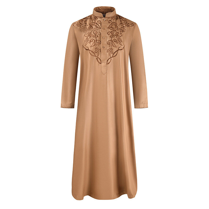 남성 전통 이슬람 Jubba Thobes 아랍어 이슬람 의류 패션 자수 Kaftan 사우디 아라비아 두바이 아바야 긴 드레스 가운
