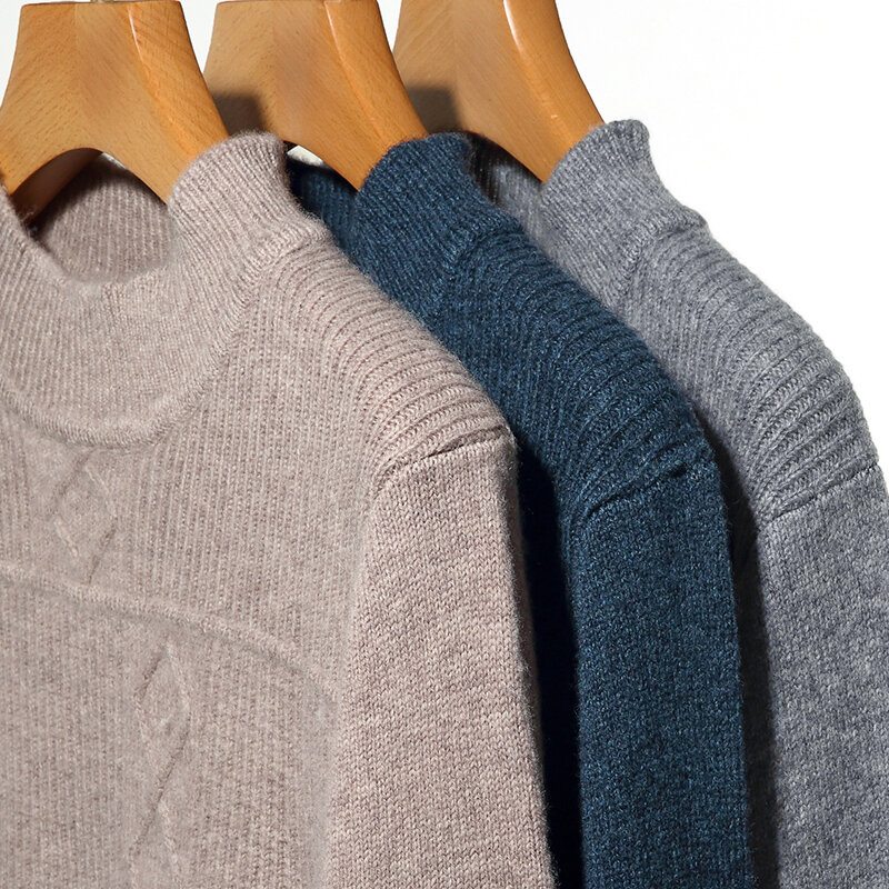 Männer Pullover 2022 Herbst und Winter Neue Lange Ärmeln Wolle Pullover Koreanischen Stil Casual Verdickung Halbe-Kragen wolle Pullover