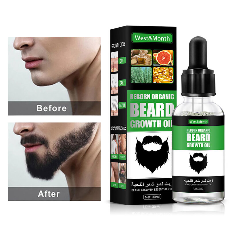 30ml Men Beard Growth Oil Natural Beard Grows Thicker Longer Mustache Growth Enhancer Moisturizer Beard Care Serum