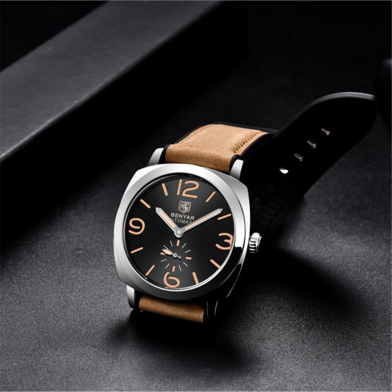 Benyar nowy męski automatyczny zegarek mechaniczny męski na co dzień modny wodoodporny zegar męski luksusowy zegarek marki Relogio Masculino