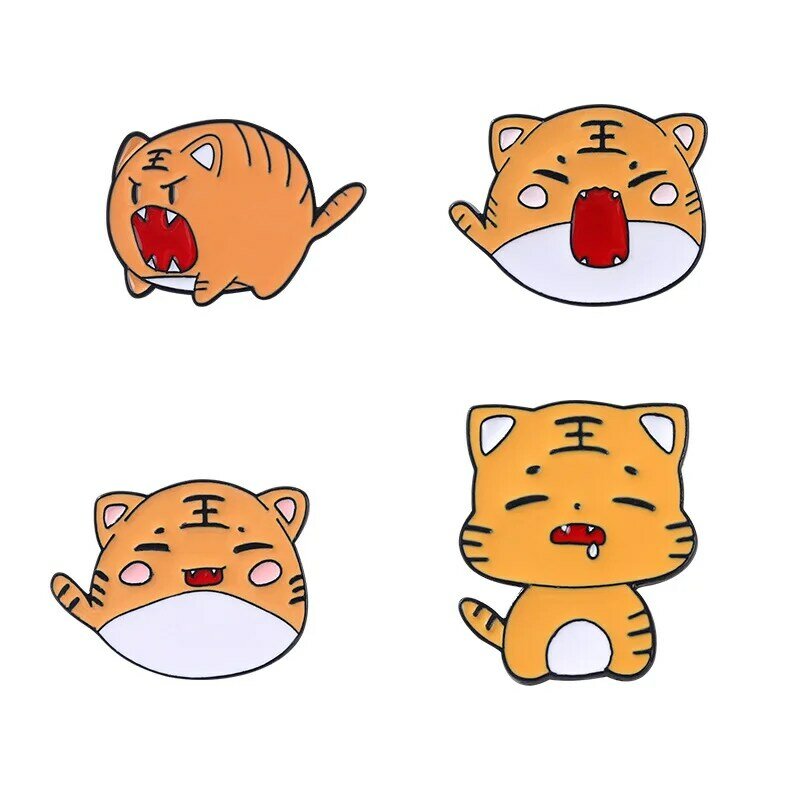 Broche de tigre pequeño, insignia de joyería de gatito de aleación de aceite de goteo de Animal de dibujos animados lindo, diseño de moda de personalidad de Año Nuevo 2022