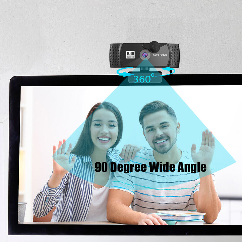 Hd 8k 4k 1k webcam autofocus computador webcamera com microfone girar câmera usb plug para pc mac laptop desktop youtube skype