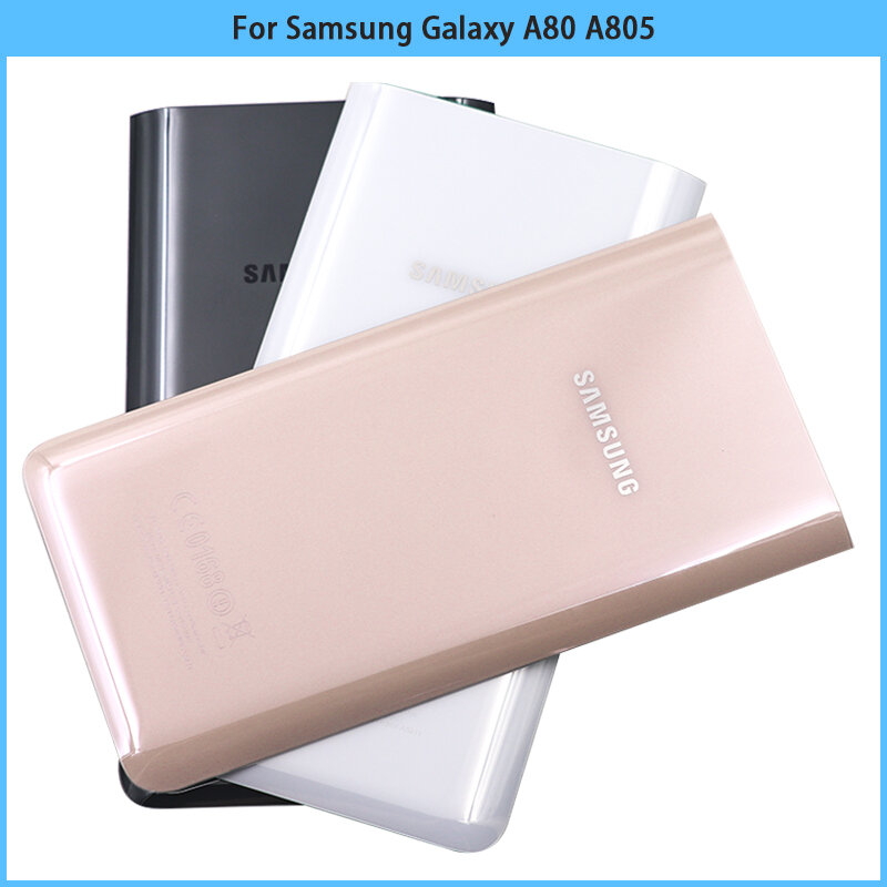 Новинка для Samsung Galaxy A80 A805 задняя крышка батарейного отсека A80 задняя панель 3D стеклянная панель корпус батарейного отсека клейкая Замена