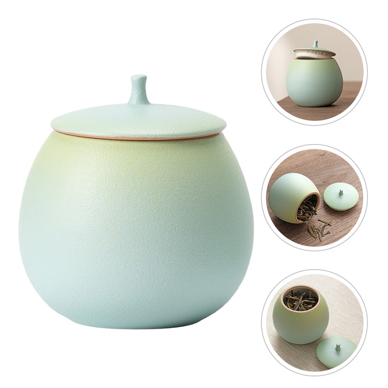 Ceramic Tea Canister Coffee Vacuum Container Storage Sealed Jar Lid Kitchen Canisters Jars Home Decor