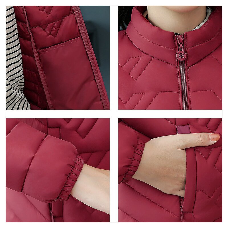 Abrigos cortos de manga larga para mujer, abrigo cálido de plumón sólido, chaqueta acolchada para exteriores, abrigo de Trillium 3xl para mujer