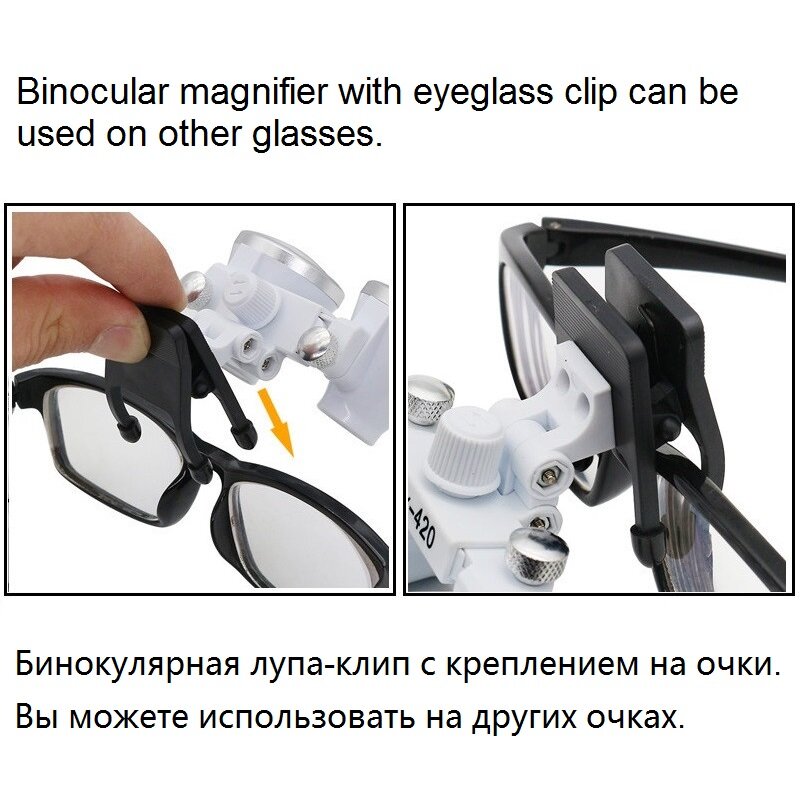 Оптическая линза с оголовьем и зажимом для увеличительного стекла