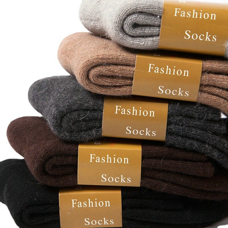 Chaussettes en laine pour homme, grandes tailles, épaisses, chaudes, simples, couleur unie, serviettes en éponge très épaisses, hiver