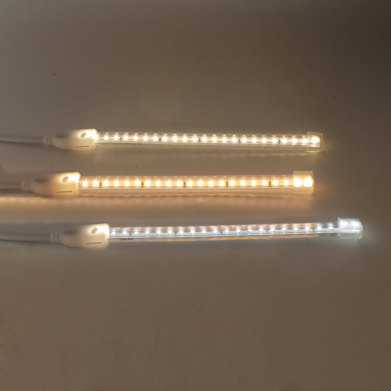 Fita de luz de led de ac220v smd2835, 120leds/m, flexível, à prova d'água, com tomada eu/uk, branco/branco quente/branco neutro