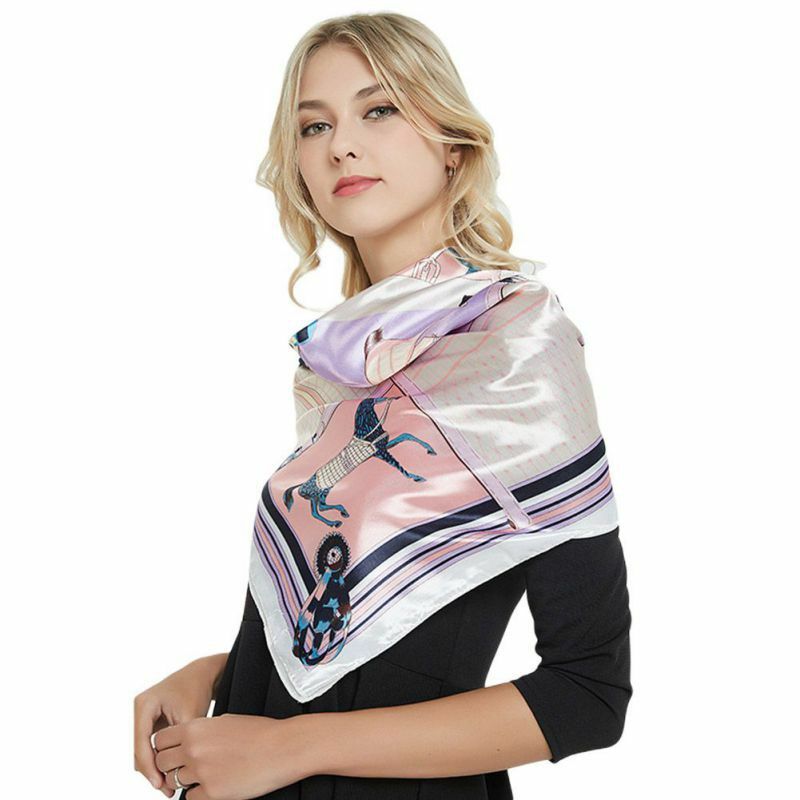 90*90cm feminino cetim imitar lenço de seda elegante moda lenço grande quadrado babador sono bandana