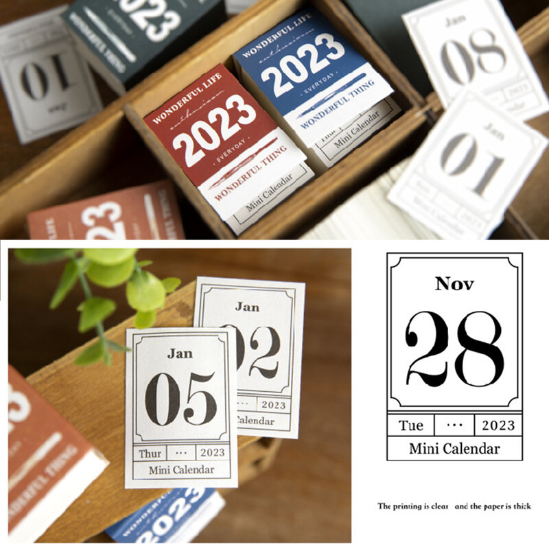 Portable Small Desk Calendar Tearable 2023 New Year Calendar For Bedroom Living Room