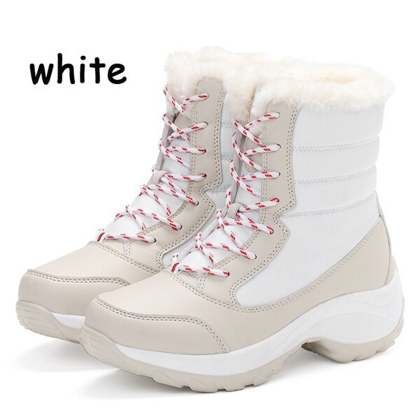 WH-Botas de nieve cálidas para mujer, zapatos de plataforma de fondo grueso, botines impermeables, Invierno