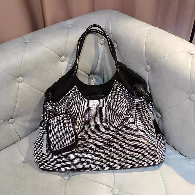 Luxo diamantes bolsa de ombro das mulheres grandes sacos de compras para as mulheres 2022 bling bolsas e bolsas cadeias festa à noite saco hobo novo