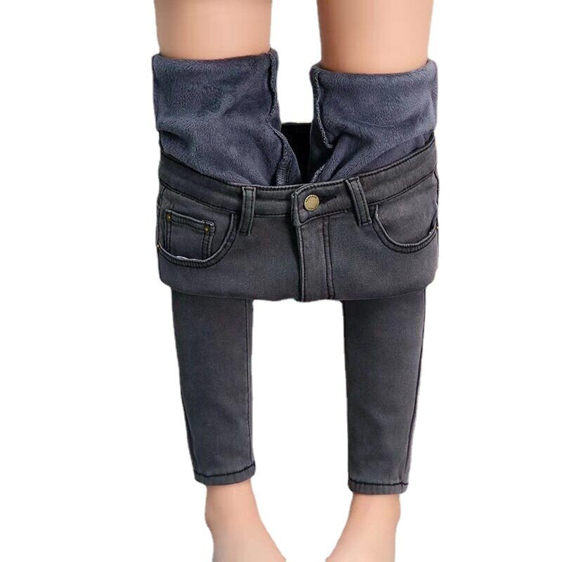 Winter Thick Women Leggings Velvet High Waist Skinny Simple Fleece Warm Slim Fit Stretch Lady Denim Pencil Pants Tight Jeans