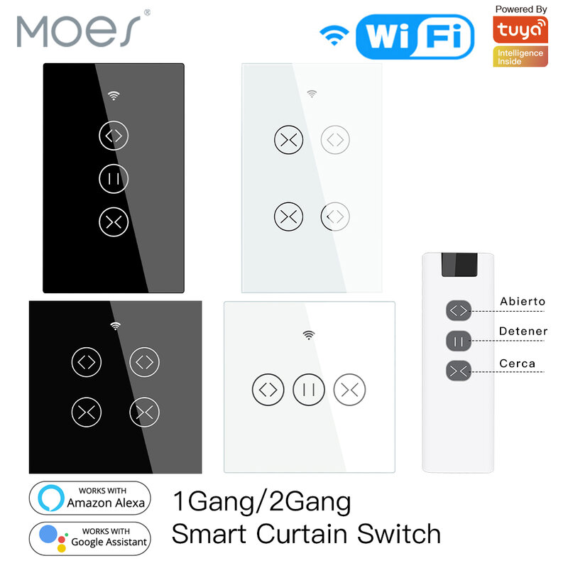 RF WiFi Smart Touch Curtain Blinds Roller Shutter Switch Tuya Smart Life App Remote Control, Bekerja dengan Alexa Echo Google Home