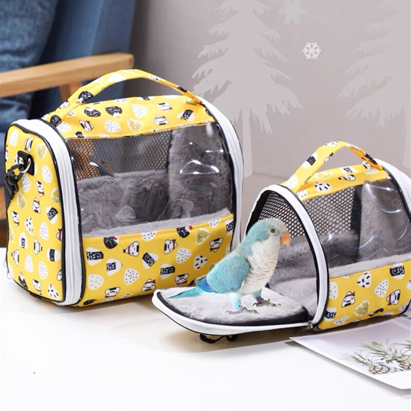 Warm Soft Bird Cage Lightweight Pet Bird Backpack Rattan Plush Folding Parrot Cage Outdoor Transport Accessories for Parrot