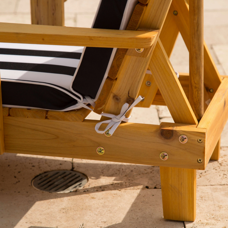 Cadeira de madeira exterior das crianças da chaise com guarda-chuva e almofada, cadeira reclinável da cadeira de balanço da marinha e branca