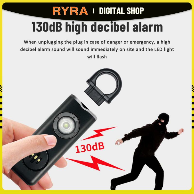 RYRA-Porte-clés sirène d'autodéfense pour femme, alarme de sécurité personnelle, lumière LED SOS 130dB