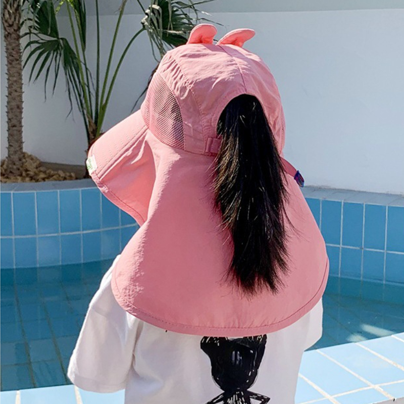 Dziecięca czapka przeciwsłoneczna letnia dziecięca na zewnątrz szyja osłona uszu ochrona przed promieniowaniem UV czapki plażowe dziecięca chłopiec dziewczynka podróżna czapka z klapką dla dzieci