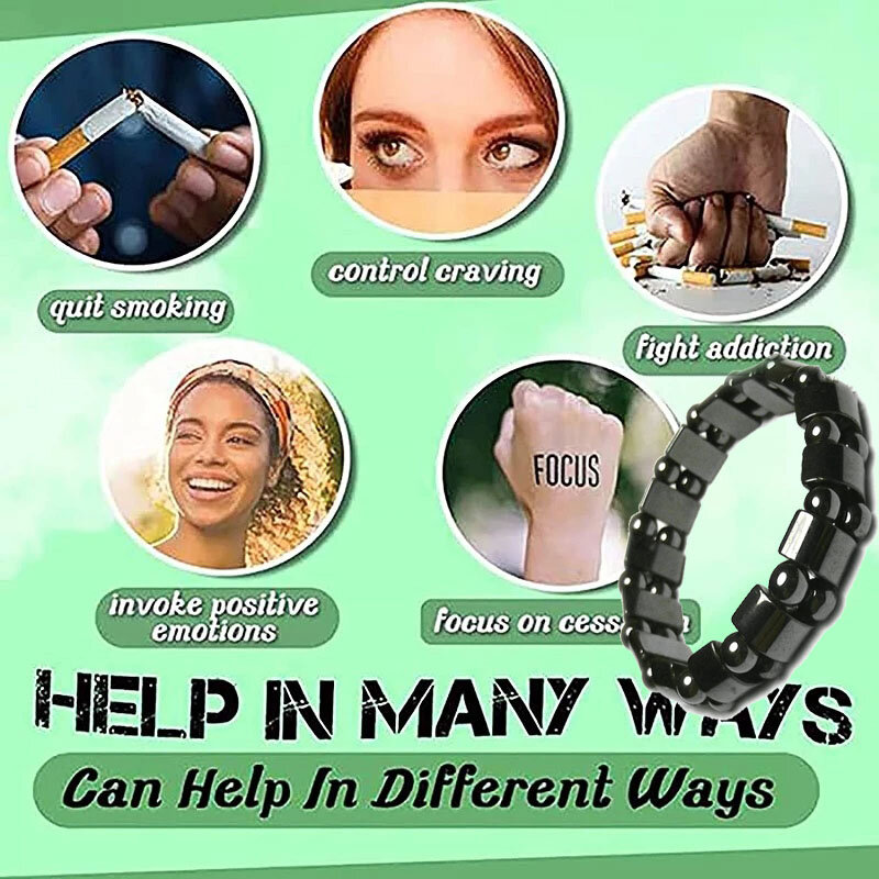 Bracelet en pierre magnétique pour hommes, pour arrêter de fumer, Anti-anxiété, contrôle de la fumée à la Nicotine