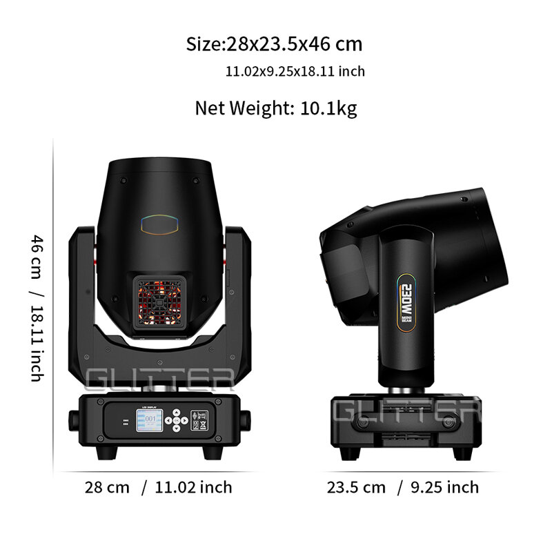 GSL0104 ruchoma głowica żarówka światła sceniczne 230W 7R tęczowy reflektor efekt sceniczny DMX512 światła dj-skie