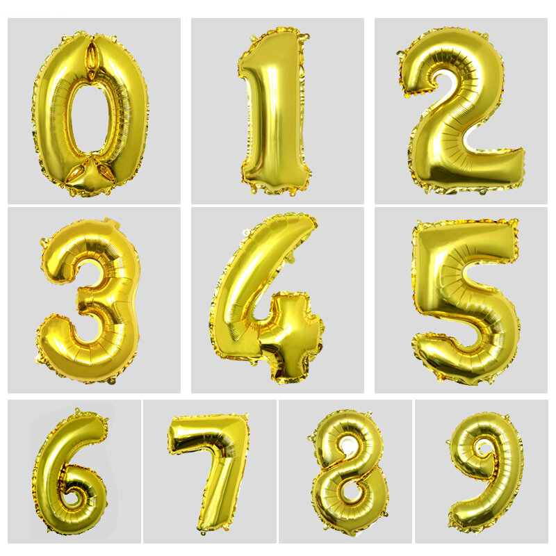 Ballons numériques arc-en-ciel en forme de chiffres, décoration d'anniversaire, de mariage, en aluminium, pour cadeau de noël, pour fête