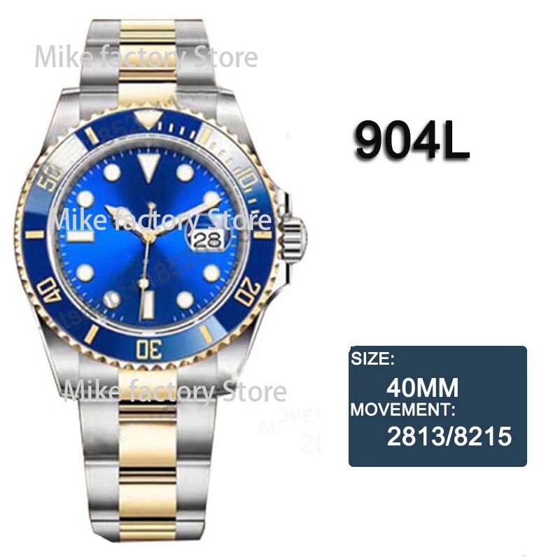 남성용 럭셔리 시계, 904L 스테인레스 스틸 시계 스트랩, 8215 자동 기계식 손목시계