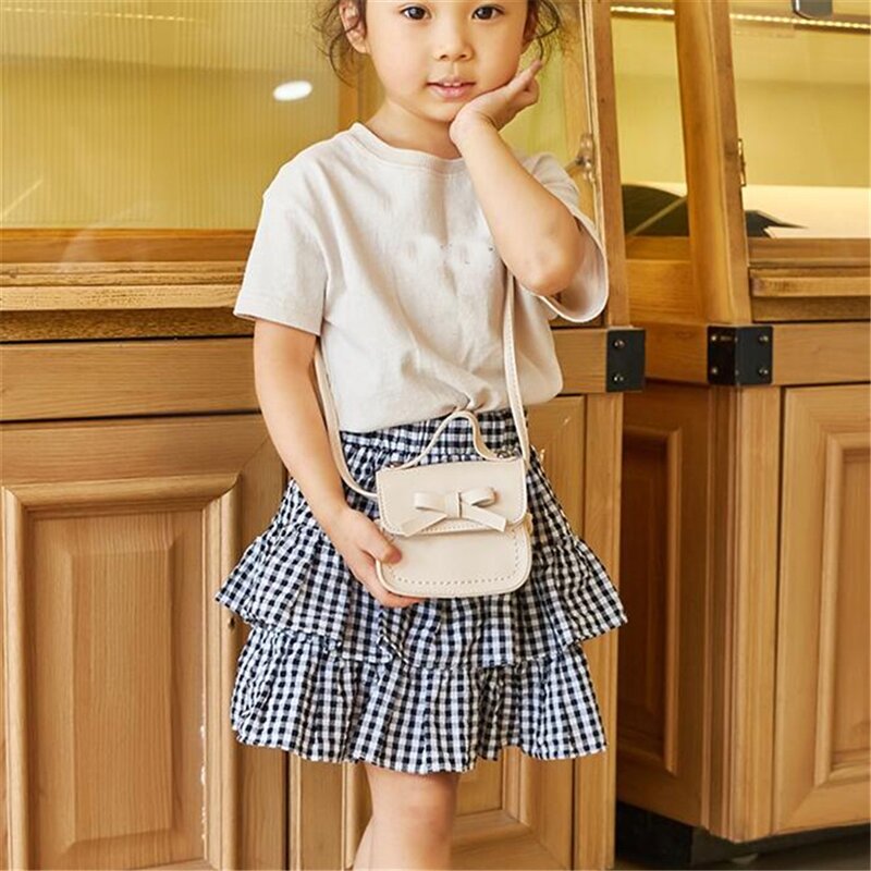 Crianças pequeno saco quadrado arco saco do mensageiro moda bonito portátil pequena menina plutônio bolsa de ombro & bolsas