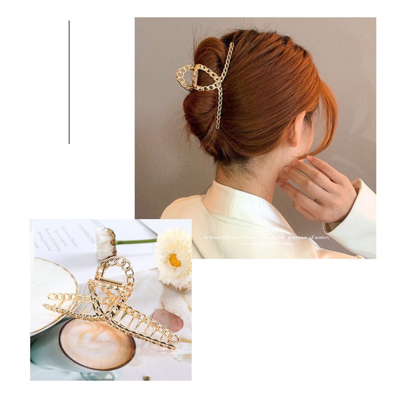 2022 neue Frauen Metall Haar Klaue Vintage Haar Clips Haarspange Haarnadel Haar Krabben Elegante Gold Hohl Geometrische Haar Zubehör