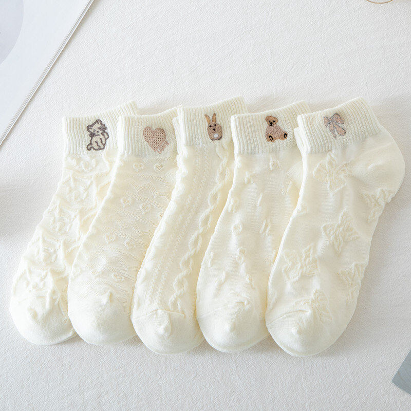 2022 novo urso meias femininas oco primavera e verão coreano meninas japonês bonito ins maré branco meninas bonito meias
