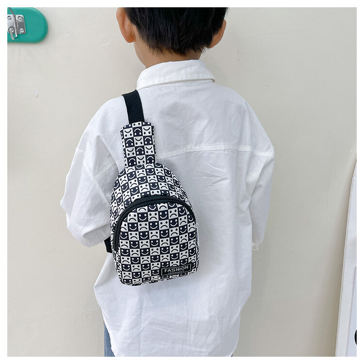 Casual Cool Baby Boys Chest Bags Portable Cute Kids Girls Coin Purse Handbags Checkerboard Plaid Children Shoulder Crossbody Bag