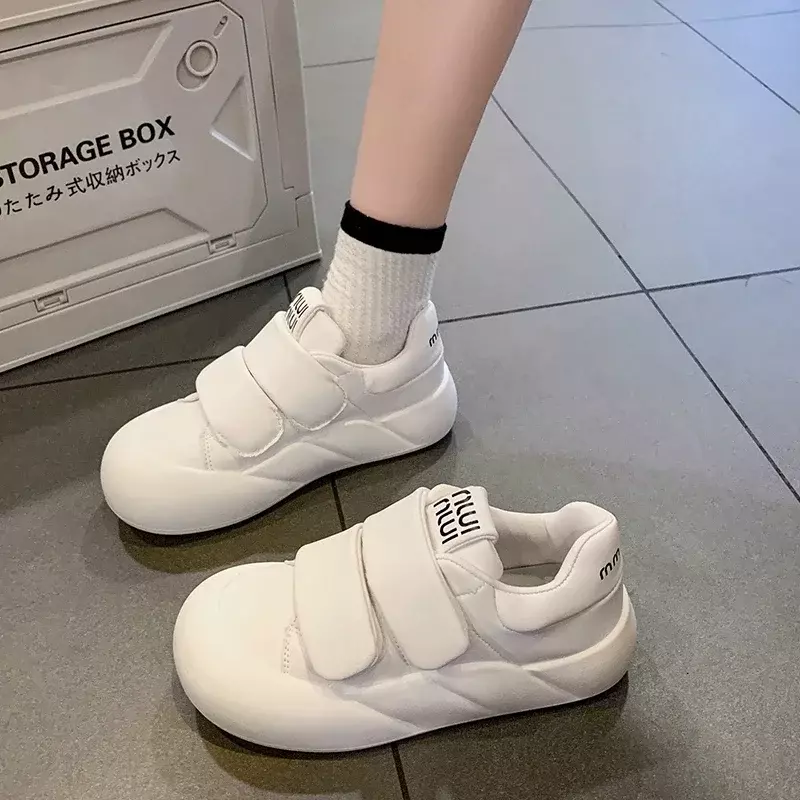 Y2k koreanische Frauen lässig weiß schwarz Slipper Sneaker Vintage sportlich niedlich klobige Turnschuhe Plattform Tennis schuh Fladenbrot Schuhe