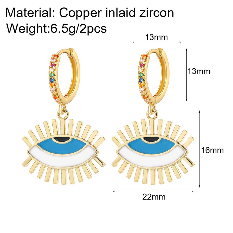 Trending Products Evil Blue Eye Small Dangle Hoops Drops Earring for Women Eye Gold Color Earrings Jewelry for Women Aretes